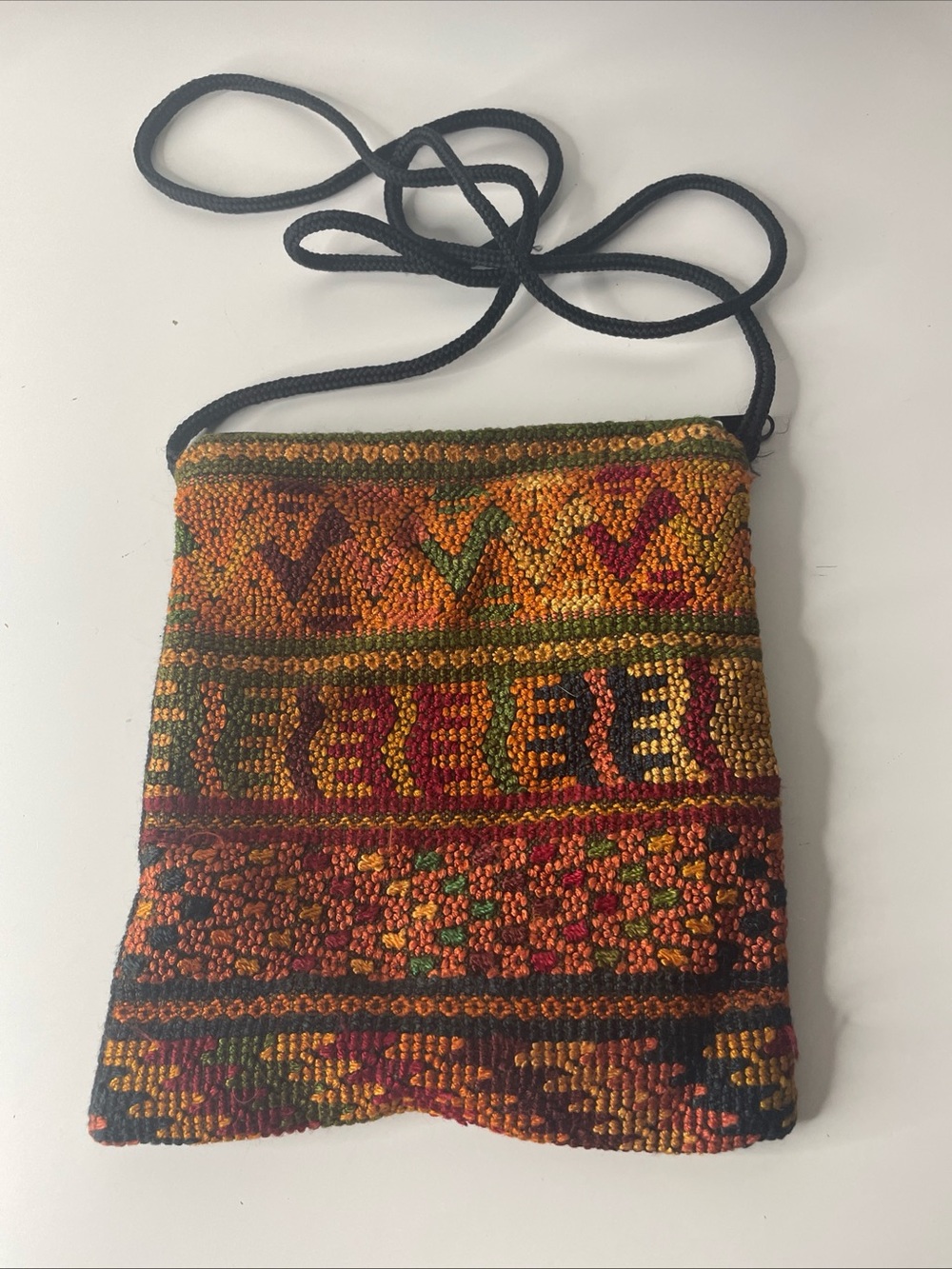 Women’s Handmade Cross Stitch Bag Aztec Western Design 7x8 Inches